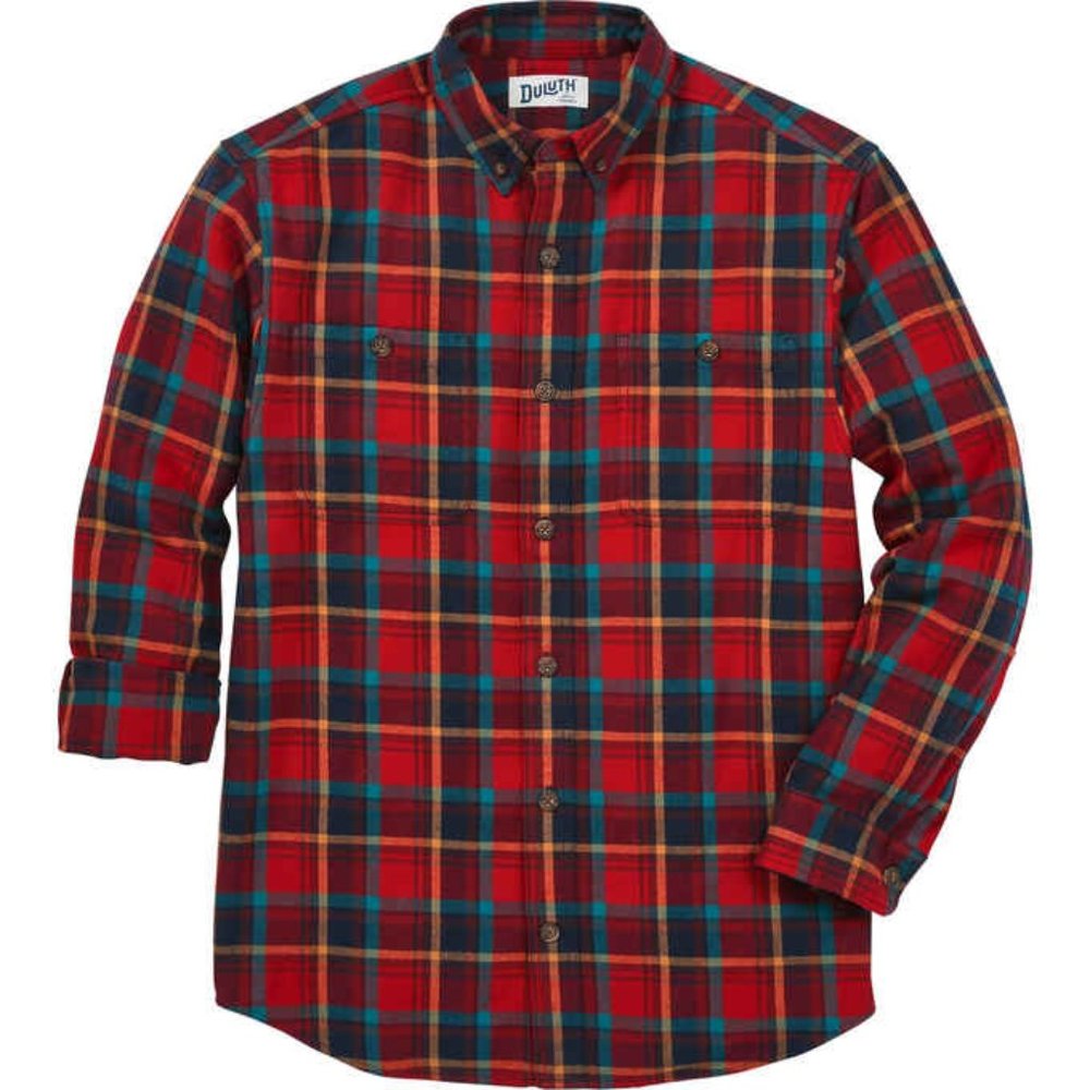 Duluth Trading Flannel Shirt Men's 2XL Red Plaid RELAXED FIT (New With Tags)